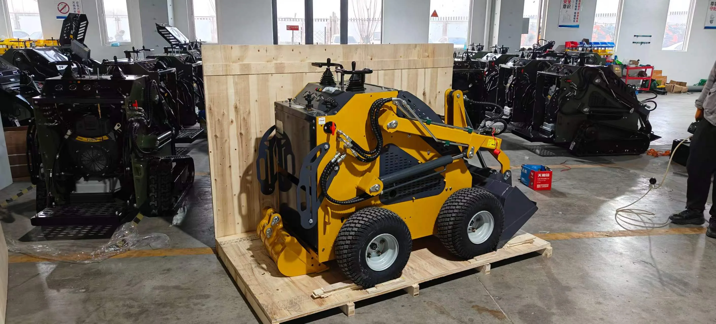 KORVA skid steer loader export wooden packing for overseas shipment
