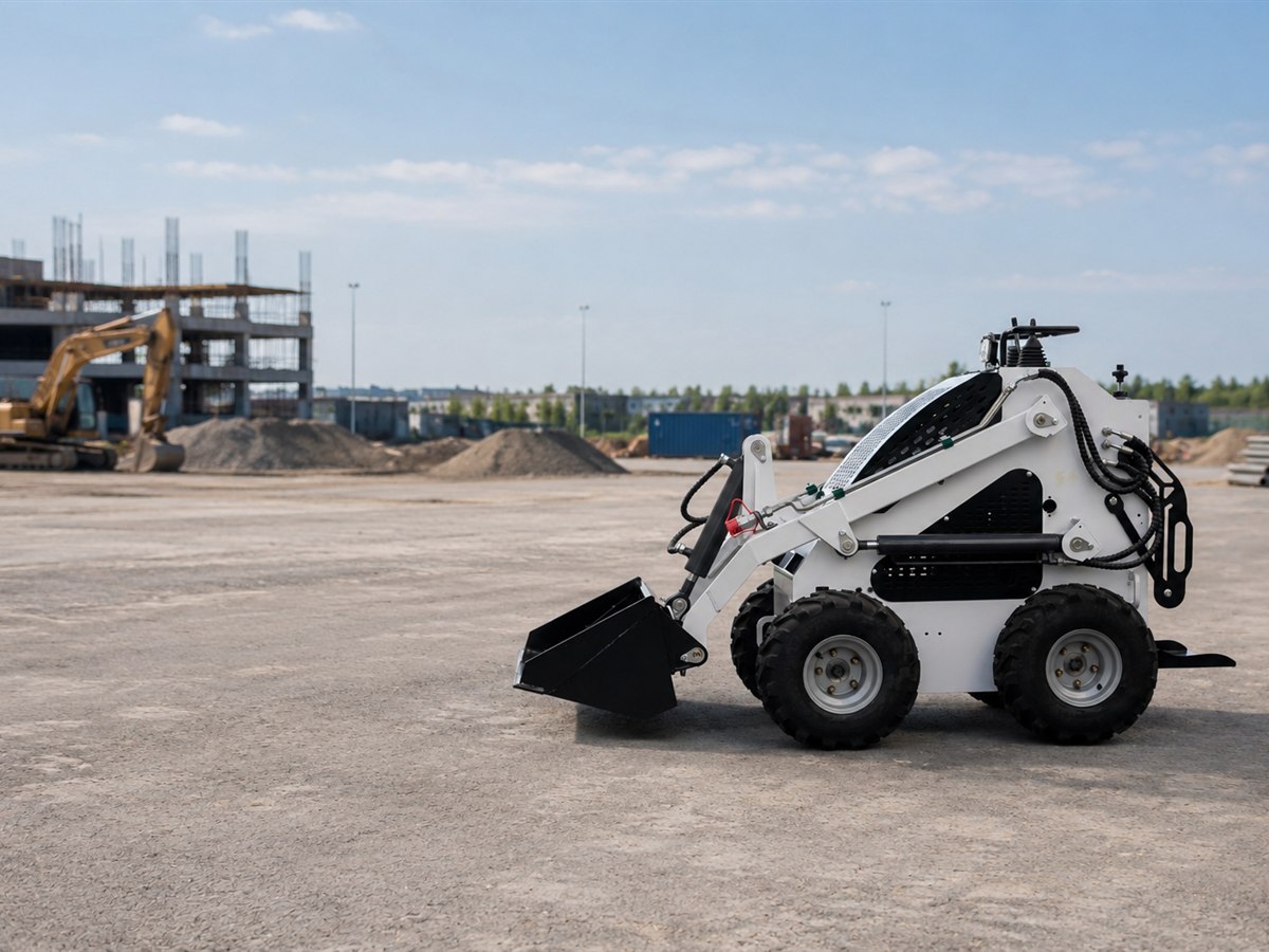 KORVA S360 wheel mini skid steer loader on construction site