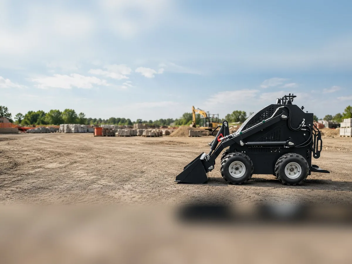 KORVA S460 wheel mini skid steer loader on a construction material yard
