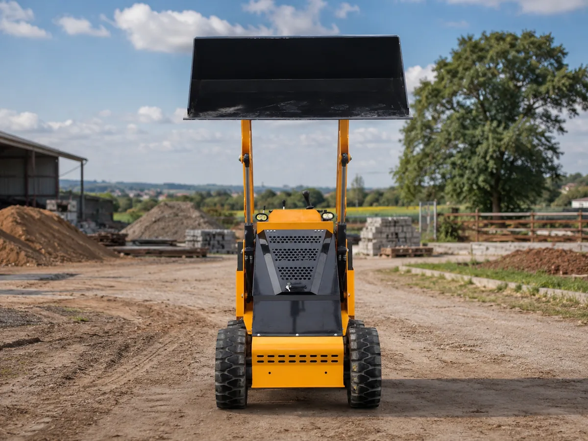 KORVA S750 wheel mini skid steer loader lifting a 1270 mm bucket