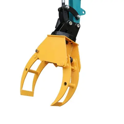 Rotating grapple attachment for mini excavator log handling