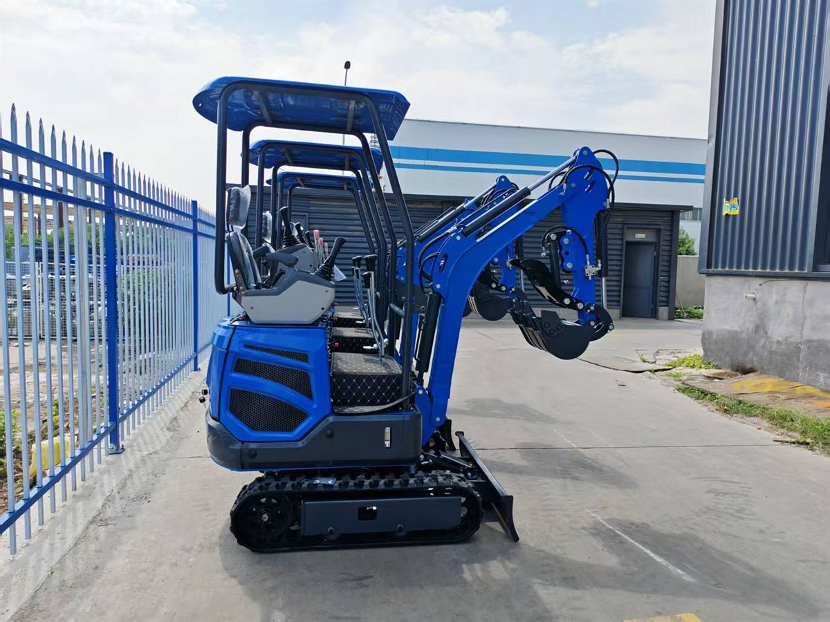 Compact crawler mini excavator with bucket for trenching work