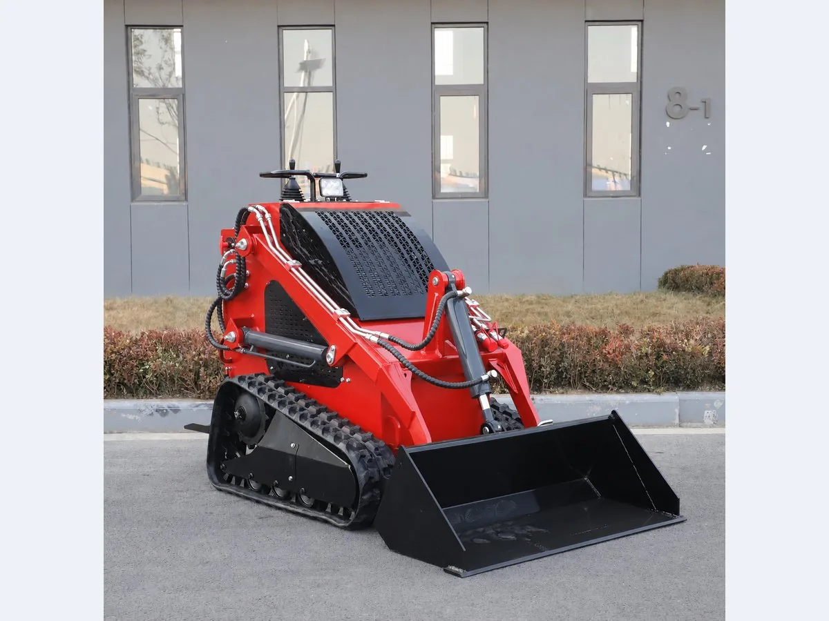 Red customized KORVA T360 tracked mini skid steer loader for rental fleets