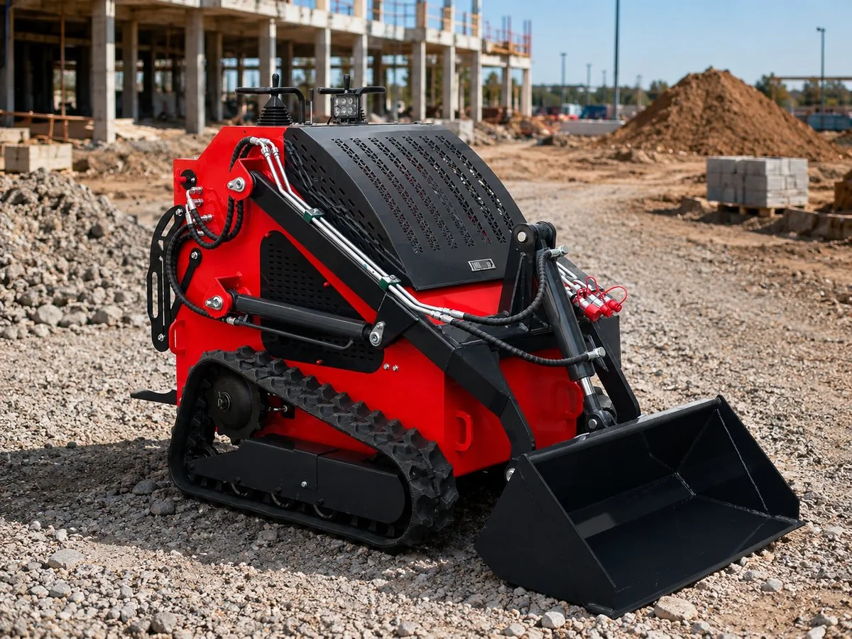 Red customized KORVA T460 tracked mini skid steer loader for construction loading