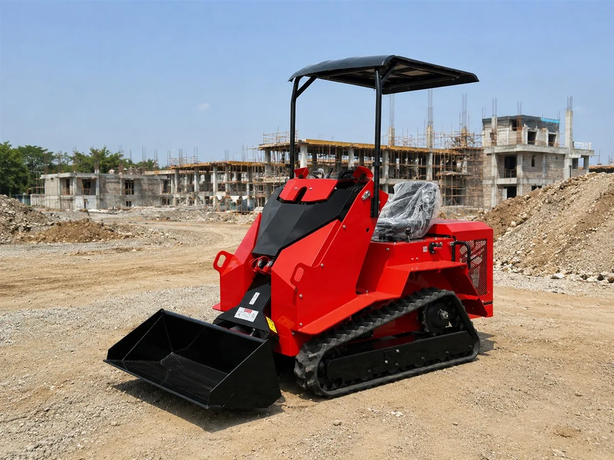 White customized KORVA T490 ride-on tracked mini skid steer loader for OEM branding