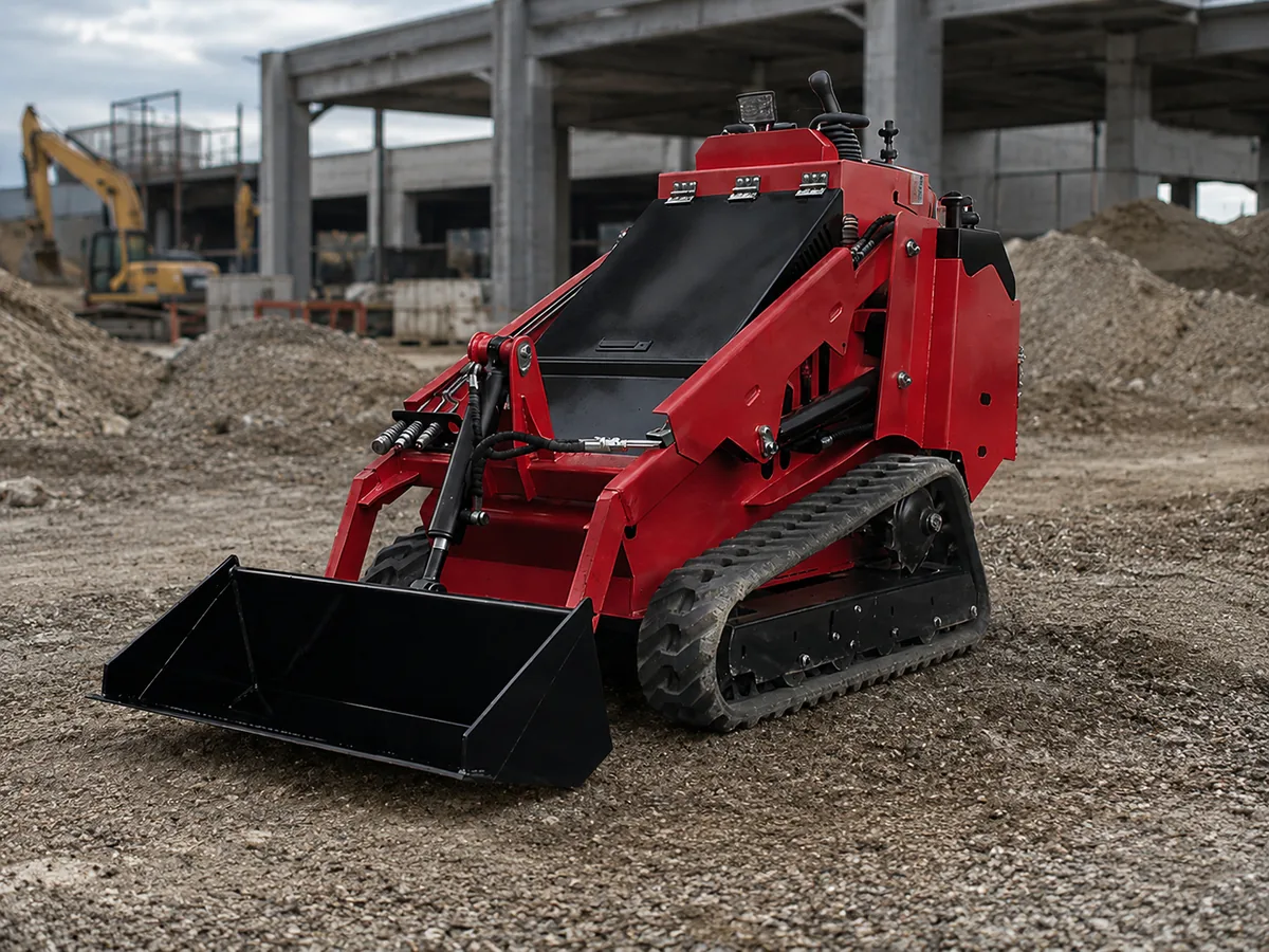 Red customized KORVA T750 tracked mini skid steer loader for construction loading