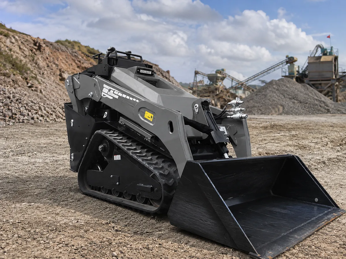 Gray V1000 compact track loader for quarry material handling