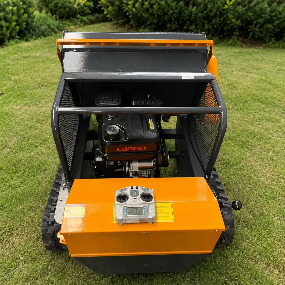 SH-LB remote control flail mower engine compartment and handheld remote controller