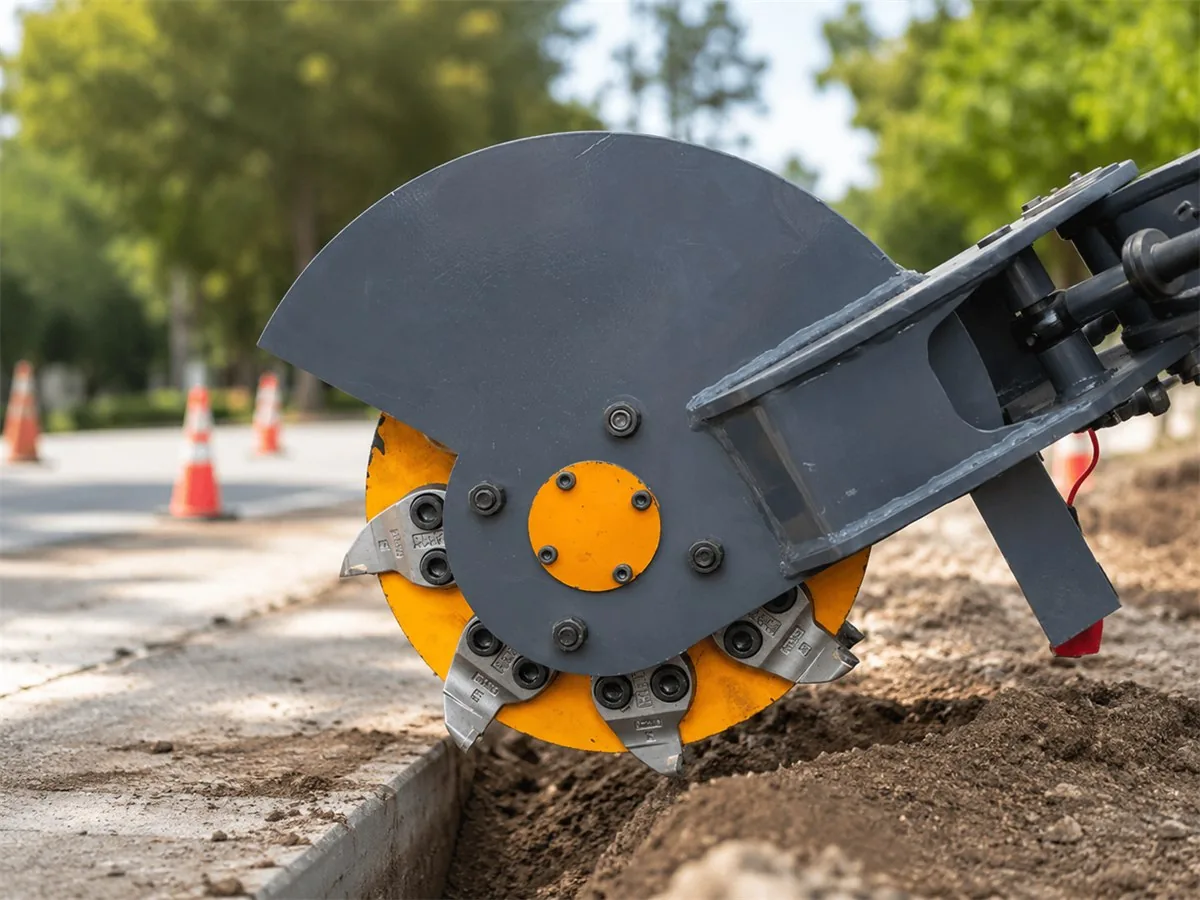 Mini skid steer stump grinder attachment for landscaping and tree maintenance